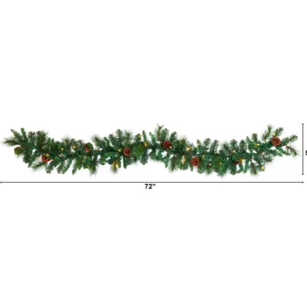 Arrangements & Greenery-Kirkland's Home Mixed Pine Clear Led Lighted Garland Green