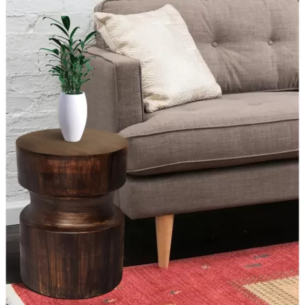 Accent & End Tables-Kirkland's Home Mocha Hourglass Mango Side Table