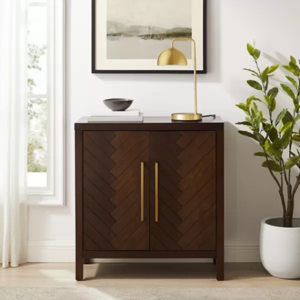 Cabinets & Sideboards-Kirkland's Home Mocha Mod Herringbone Cabinet Brown