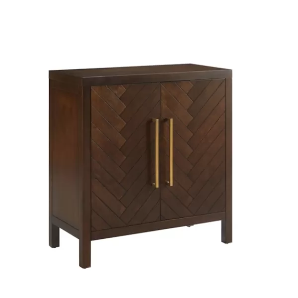 Cabinets & Sideboards-Kirkland's Home Mocha Mod Herringbone Cabinet Brown