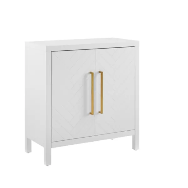 Cabinets & Sideboards-Kirkland's Home Mod Herringbone Cabinet White