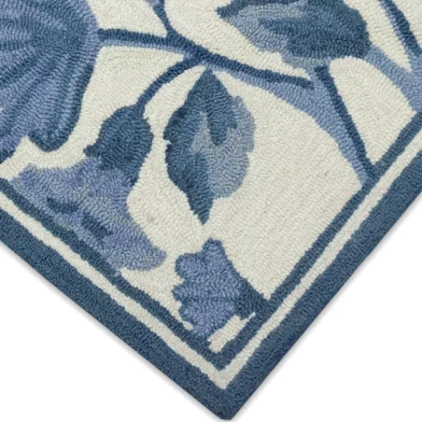 Outdoor Rugs-Kirkland's Home Modern Blue Floral Vines Outdoor Area Rug, 5X7 Blue/Ivory