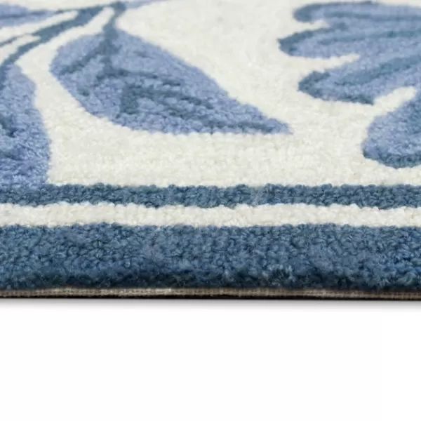 Outdoor Rugs-Kirkland's Home Modern Blue Floral Vines Outdoor Area Rug, 5X7 Blue/Ivory
