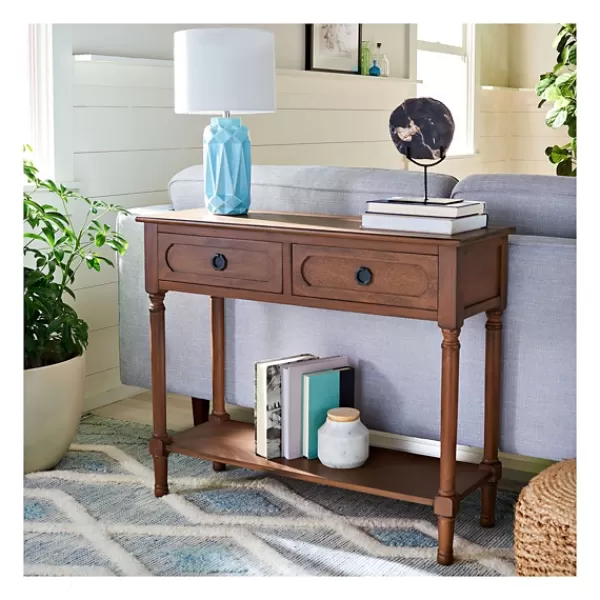 Console Tables-Kirkland's Home Modern Carved Accent Console Table Brown