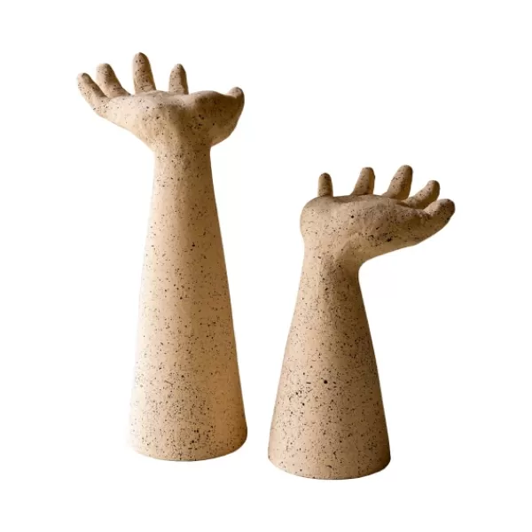 Statues & Figurines-Kirkland's Home Modern Clay Hands Tabletop Sculptures, Set Of 2 Ivory