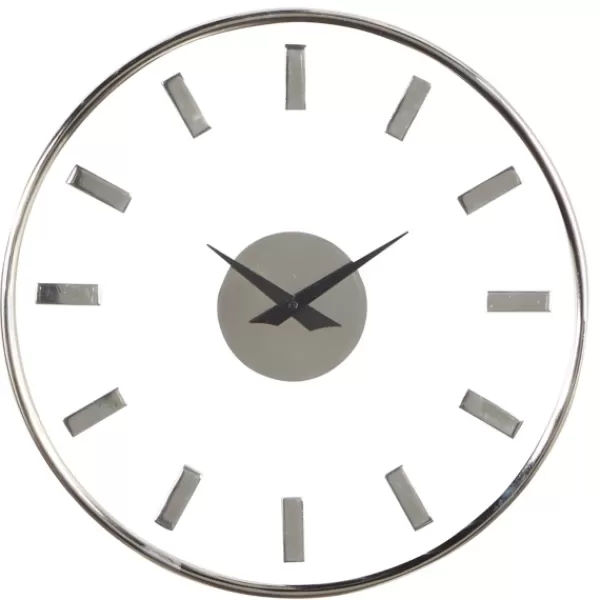 Clocks-Kirkland's Home Modern Clear Core Wall Clock Silver