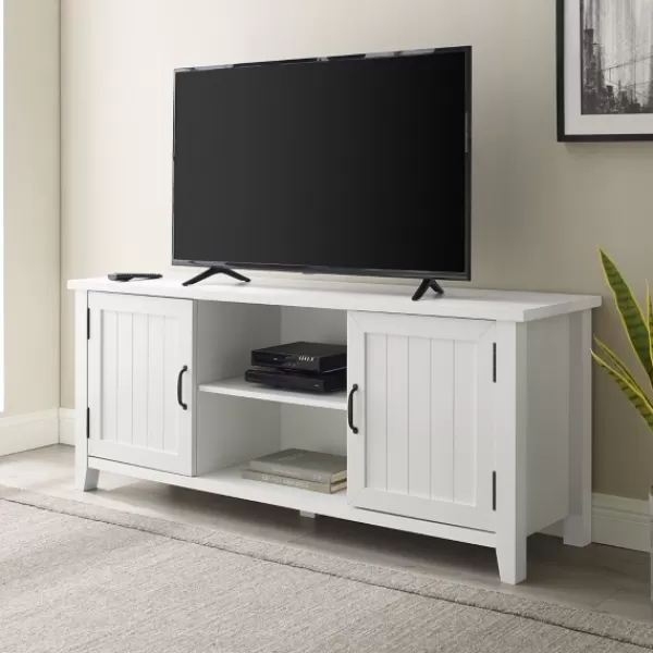 Tv Stands & Media Consoles-Kirkland's Home Modern Farmhouse 2-Door Tv Stand White