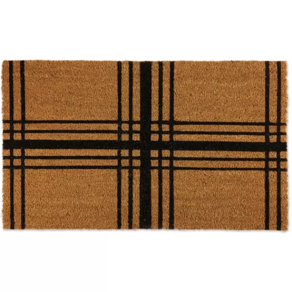 Doormats-Kirkland's Home Modern Farmhouse Plaid Coir Doormat Tan/Black