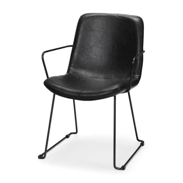 Dining Chairs-Kirkland's Home Modern Leather Wire Frame Dining Chair Black