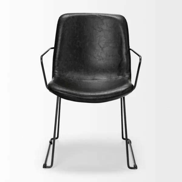 Dining Chairs-Kirkland's Home Modern Leather Wire Frame Dining Chair Black