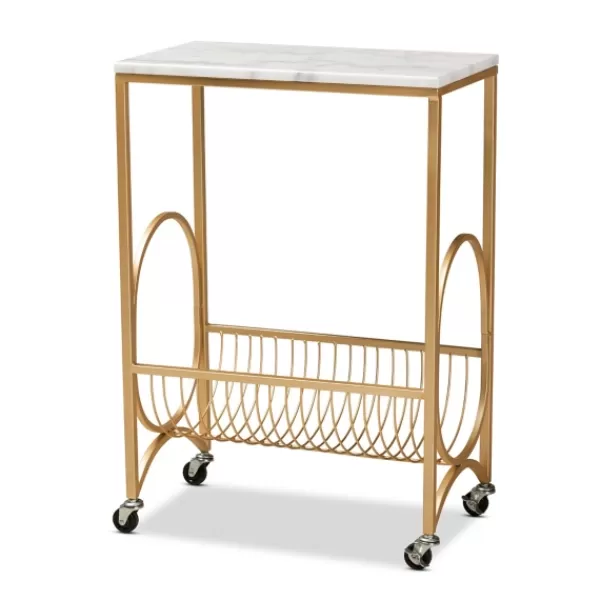 Kitchen Islands & Bar Carts-Kirkland's Home Modern Marble Deco Bar Cart