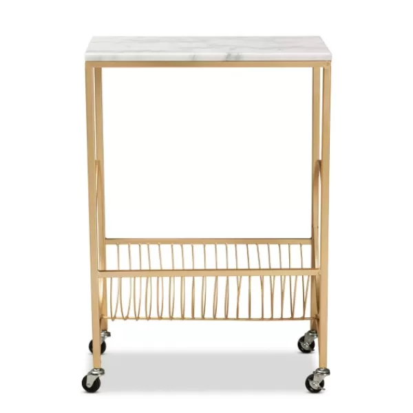 Kitchen Islands & Bar Carts-Kirkland's Home Modern Marble Deco Bar Cart