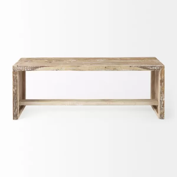 Benches & Ottomans-Kirkland's Home Modern Reclaimed Wood Bench Brown