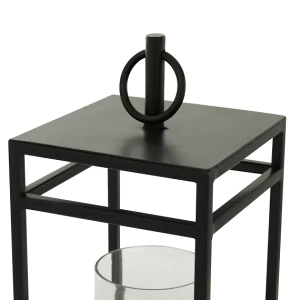 Lanterns-Kirkland's Home Modern Vintage Iron Framed Lantern, 18 In. Black