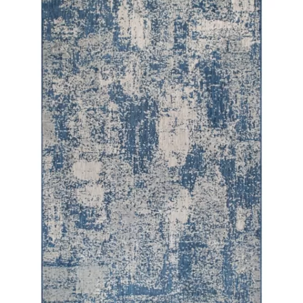 Outdoor Rugs-Kirkland's Home Molly Blue Mottled Abstract Outdoor Rug, 8X10 Blue/Gray