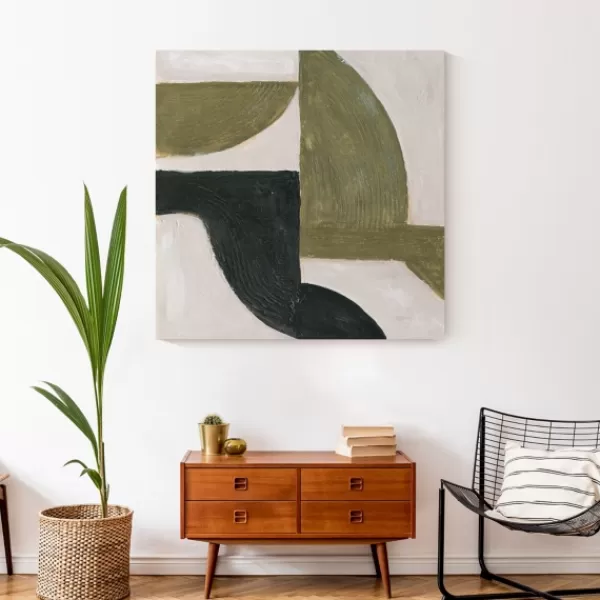 Canvas Art-Kirkland's Home Moody Green Shapes Ii Canvas Art Print Black/White/Green