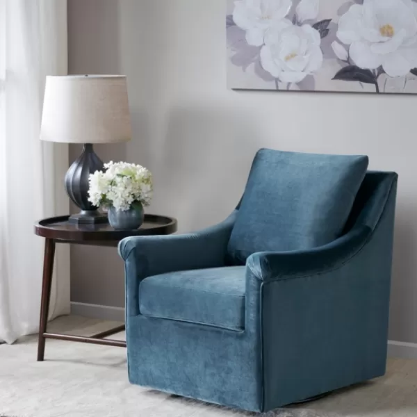 Accent Chairs-Kirkland's Home Mora Swivel Accent Chair Blue