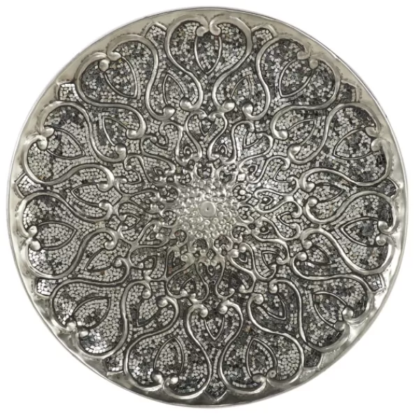 Wall Plaques-Kirkland's Home Mosaic Round Metal Wall Plaque Silver