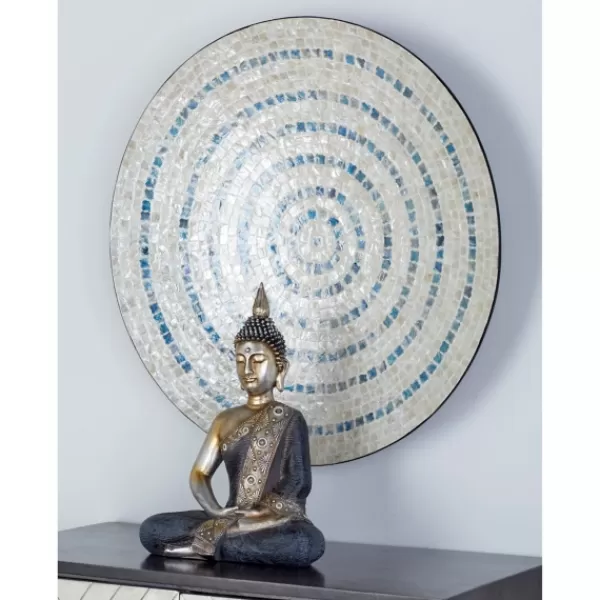 Wall Plaques-Kirkland's Home Mother Of Pearl Coastal Gong Wall Decoration Tan/Blue