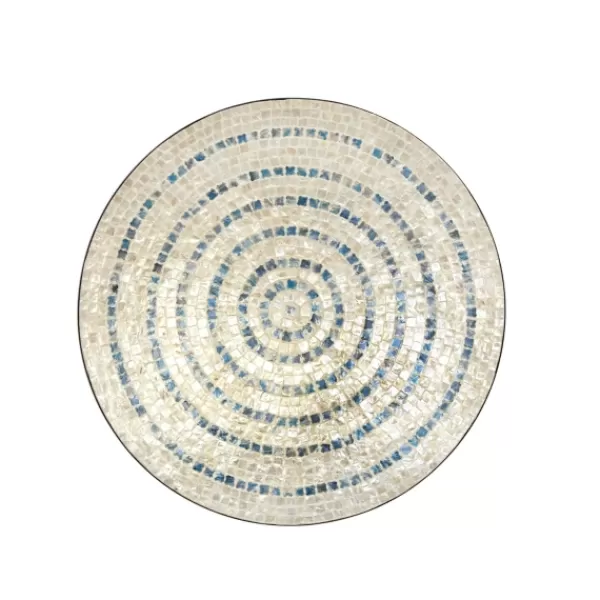 Wall Plaques-Kirkland's Home Mother Of Pearl Coastal Gong Wall Decoration Tan/Blue