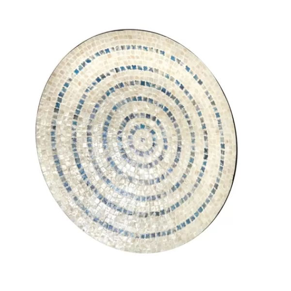 Wall Plaques-Kirkland's Home Mother Of Pearl Coastal Gong Wall Decoration Tan/Blue