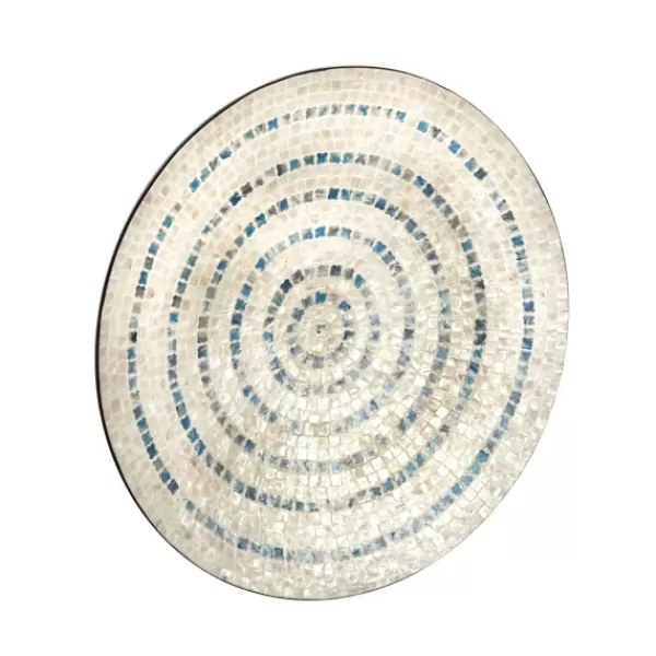 Wall Plaques-Kirkland's Home Mother Of Pearl Coastal Gong Wall Decoration Tan/Blue