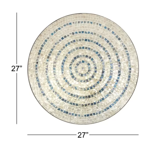 Wall Plaques-Kirkland's Home Mother Of Pearl Coastal Gong Wall Decoration Tan/Blue
