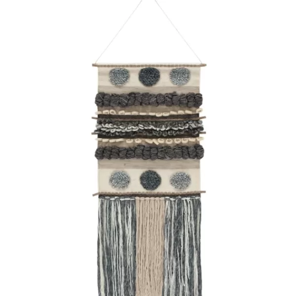 Wall Plaques-Kirkland's Home Multicolor Abstract Pom Pom Woven Wall Hanging Blue