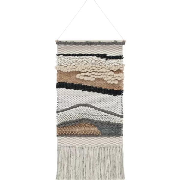 Wall Plaques-Kirkland's Home Multicolor Abstract Woven Fringe Wall Hanging Tan