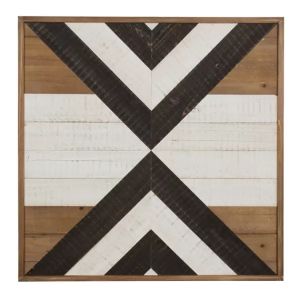 Wall Plaques-Kirkland's Home Multicolor Baralt Shiplap Wood Wall Plaque Brown/Black/White
