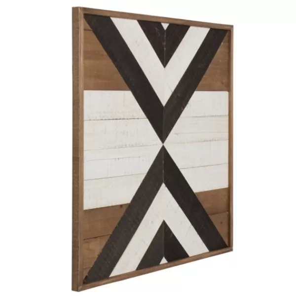 Wall Plaques-Kirkland's Home Multicolor Baralt Shiplap Wood Wall Plaque Brown/Black/White