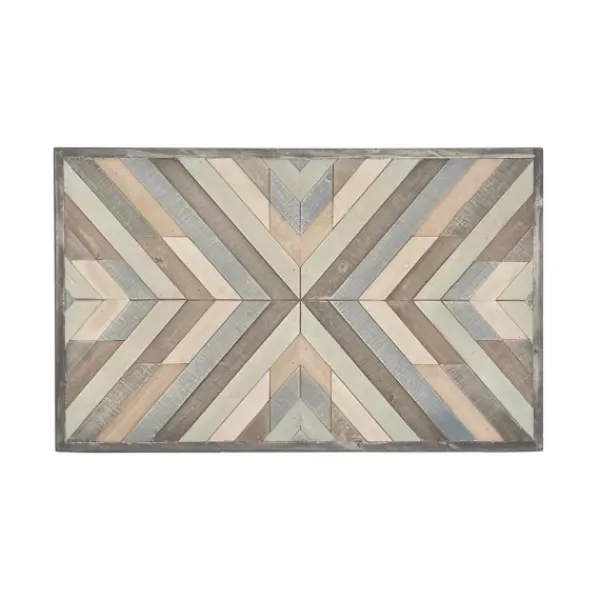 Wall Plaques-Kirkland's Home Multicolor Criss Cross Chevron Wood Wall Plaque Brown/Gray