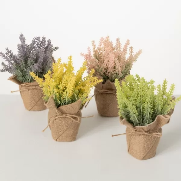 Arrangements & Greenery-Kirkland's Home Multicolor Lavender Burlap Arrangements, Set Of 4 Green/Pink/Purple/Yellow