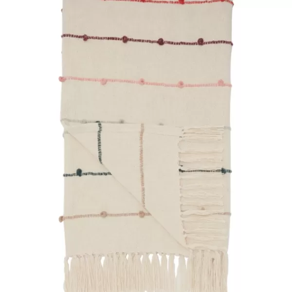 Blankets & Throws-Kirkland's Home Multicolor Loop Striped Throw Ivory/Multi