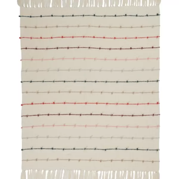 Blankets & Throws-Kirkland's Home Multicolor Loop Striped Throw Ivory/Multi