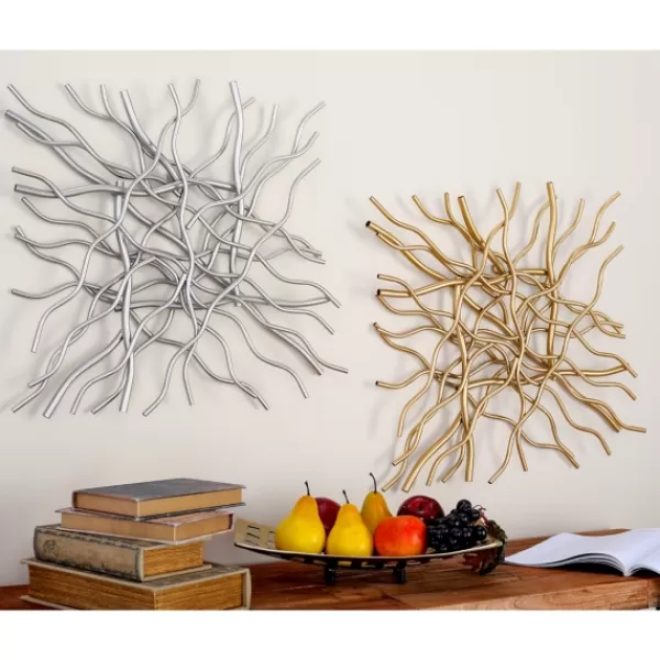 Wall Plaques-Kirkland's Home Multicolor Metal Abstract Wall Plaques, Set Of 2 Gold/Silver