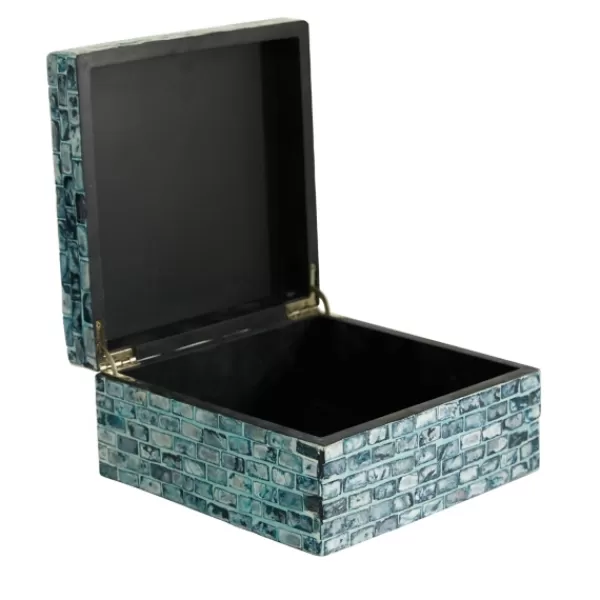 Baskets & Boxes-Kirkland's Home Multicolor Mother Of Pearl Coastal Boxes, Set Of 2 Blue/Green/White