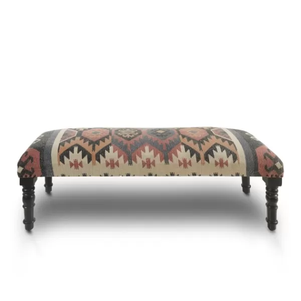 Benches & Ottomans-Kirkland's Home Multicolor Southwestern Geometric Bench Ivory/Red/Multi