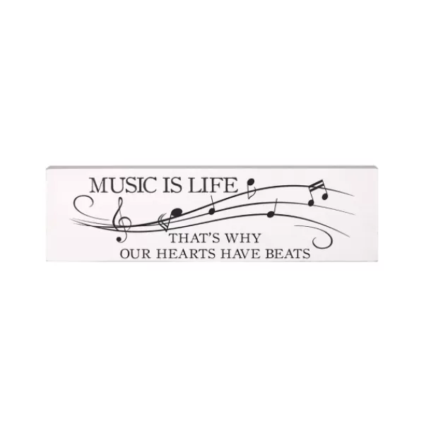 Wall Quotes & Signs-Kirkland's Home Music Is Life Wall Plaque White/Black