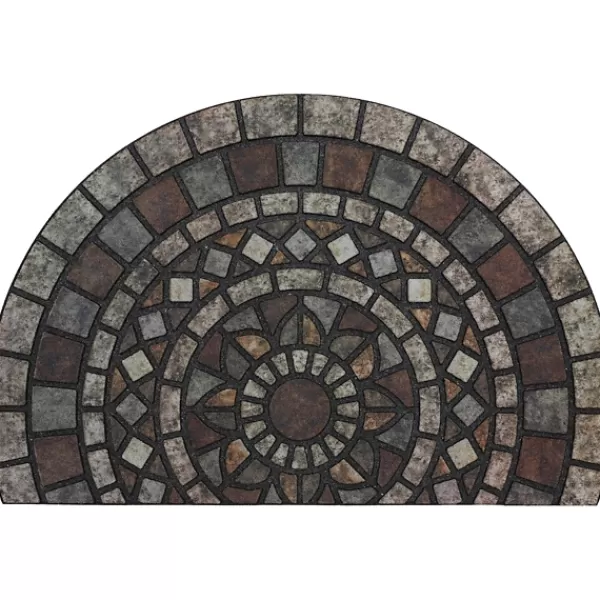 Doormats-Kirkland's Home Mythos Stone Mosaic Slice Doormat Gray/Black