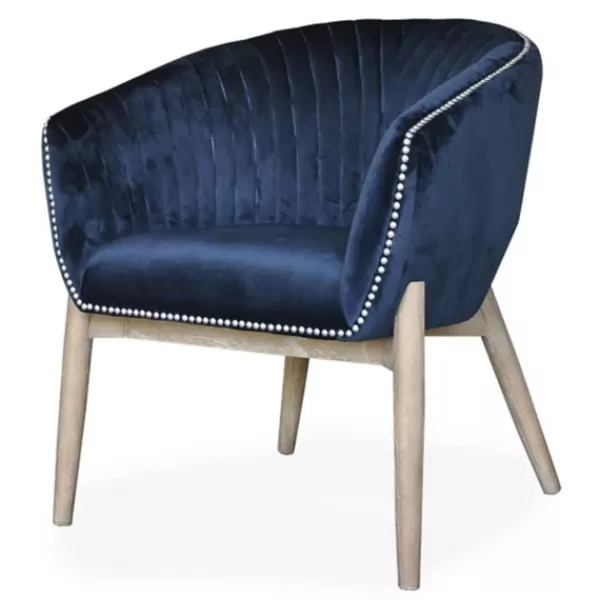 Accent Chairs-Kirkland's Home Nadia Navy Velvet Club Chair Blue