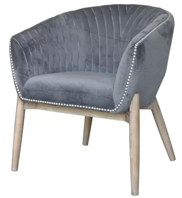 Accent Chairs-Kirkland's Home Nadia Velvet Club Chair Gray