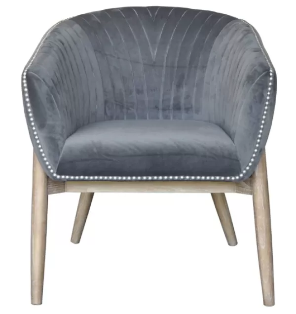 Accent Chairs-Kirkland's Home Nadia Velvet Club Chair Gray