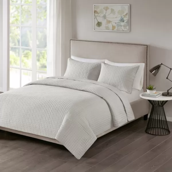 Bedspreads & Coverlets-Kirkland's Home Nash 3-Pc. Reversible King Coverlet Set Gray