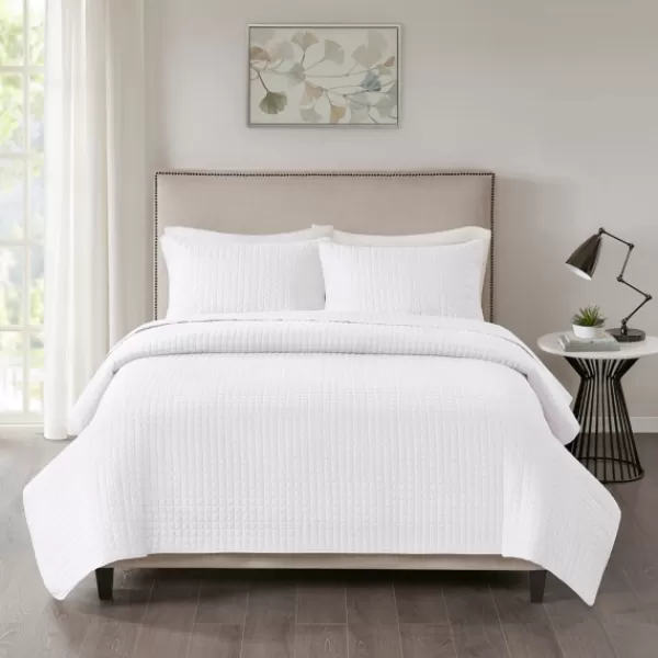 Bedspreads & Coverlets-Kirkland's Home Nash 3-Pc. Reversible Queen Coverlet Set White