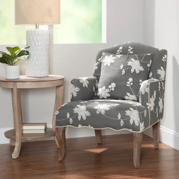 Accent Chairs-Kirkland's Home Natalie Floral Accent Chair Gray/White