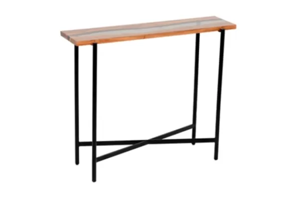 Console Tables-Kirkland's Home Natural Acacia Wood And Acrylic Top Console Table Tan