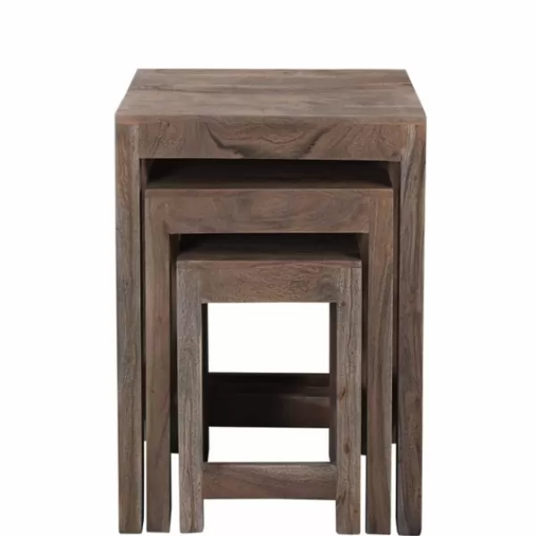 Accent & End Tables-Kirkland's Home Natural Acacia Wood Nesting 3-Pc. Accent Table Set Tan