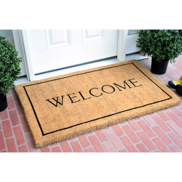 Doormats-Kirkland's Home Natural And Black Welcome Doormat, 48X30 In. Tan/Black