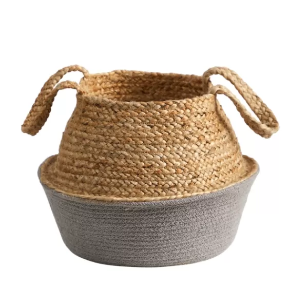 Baskets & Boxes-Kirkland's Home Natural And Gray Woven Jute Planter Basket Tan/Gray